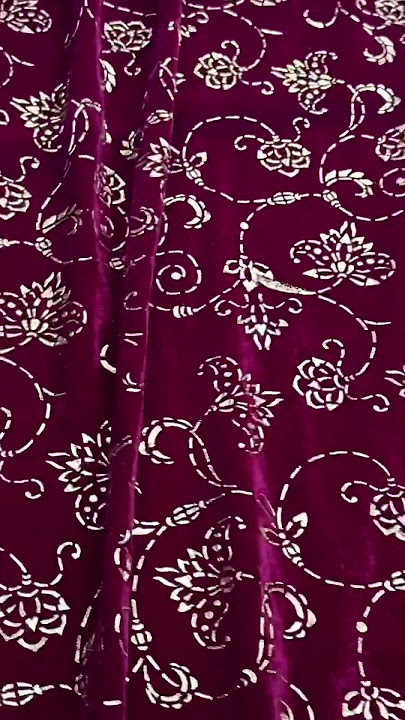 Rubber printed velvet fabric , value addition foil work on velvet