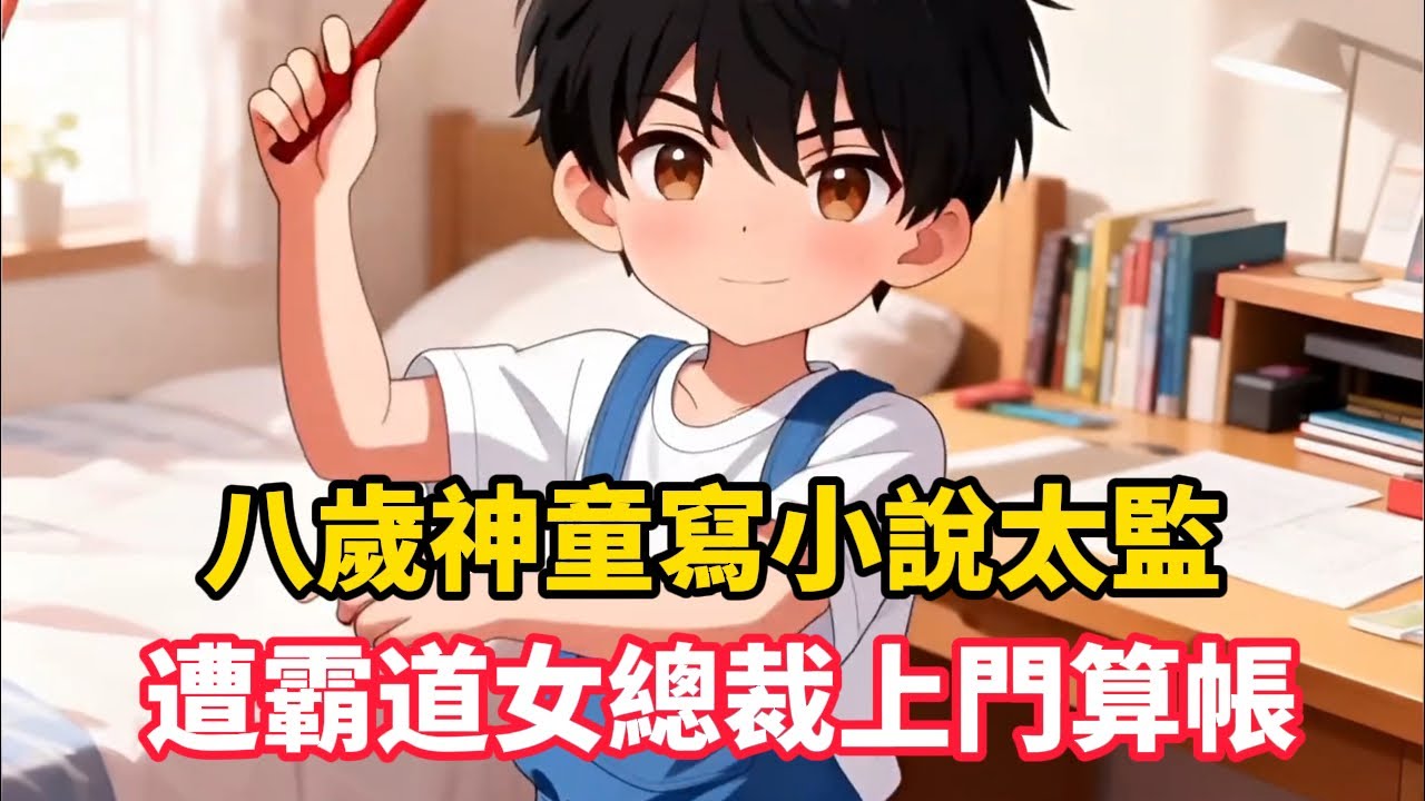 《八歲神童寫小說太監，遭霸道女總裁上門算帳》木歌八歲寫小說，卻總在關鍵劇情斷更，氣得讀者狂寄刀片。某天，霸道女總裁夏銀雪找上孤兒院，捏著他的臉冷笑：太監作者，終於抓到你了……