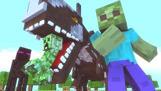 Minecraft Escola Monstro #34  Estudando DINOSSAUROS !!  Monster School