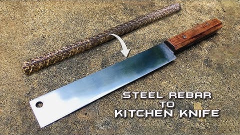Knife making🔪| Forging a Kitchen Knife out of Rusted Iron REBAR | How to make a knife #knifemaking