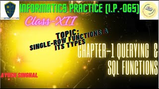 SQL Functions, Scalar Function, Single Row Function its types Numeric Function POWER() ROUND() MOD()