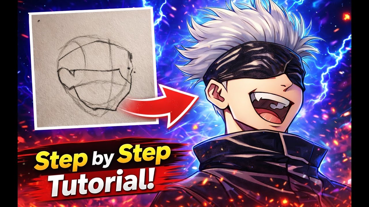 How To draw Gojo Satoru Step by Step Easy | Anime Drawing Easy  