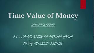 TVM   Concepts Series # 1   Calculation of Future Value using Interest Factor