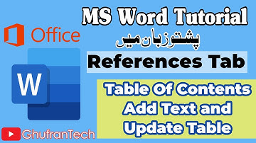 MS Word Pashto Tutorial | Add Text, Update Table & Set Levels in Table of Contents