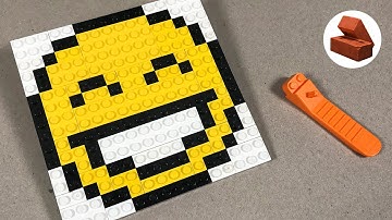 LEGO PIXEL ART 😄 – How To Build A Smiling Face With Open Mouth & Smiling Eyes Emoji | Step By Step