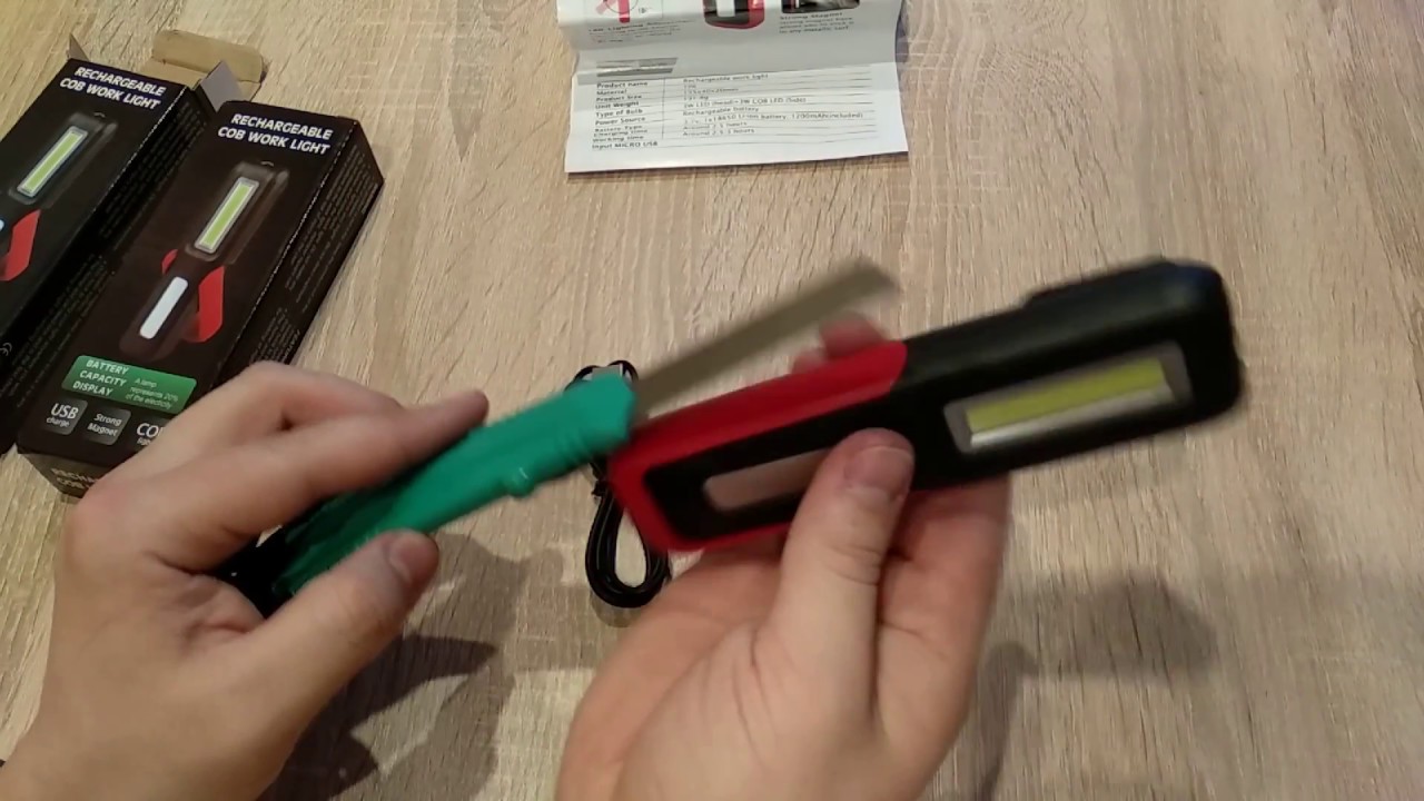 Portable USB Rechargeable LED Flashlight Torch Magnetic Hanging