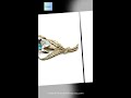 Vintage Reja Deja 1940s Emerald Cut Blue Glass Floral Gold Vermeil Brooch Pin