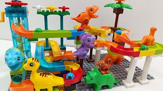 Dinosaur Marble Run Mayhem | Wild LEGO Duplo Race Adventure! 🦖🔥