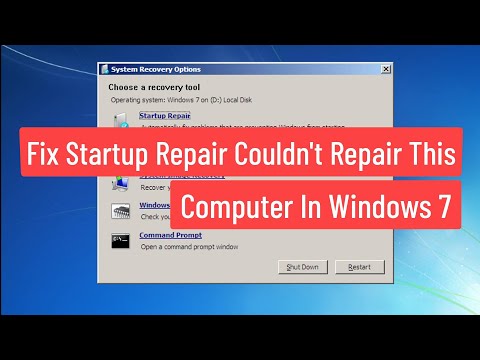 Fix Startup Repair Couldn't Repair This Computer In Windows 7 | Fix System Recovery Option Windows 7