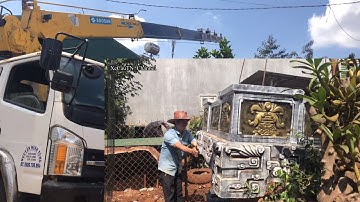 Xe cẩu nguyên chậu bonsai nặng mà dám đưa qua nhà người ta.. Tí nửa là đền nguyên vườn cây cảnh