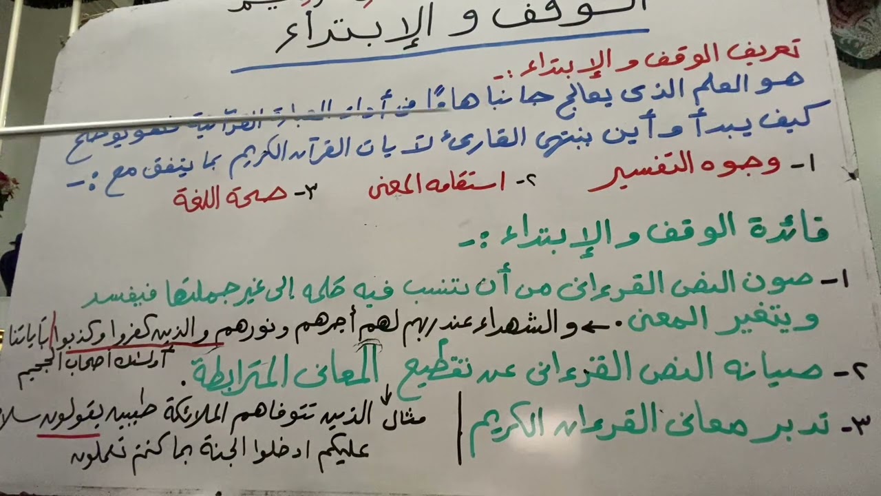 الوقف والابتداء تعريفه فائدته درس (١)