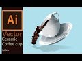 Drawing a vector ceramic coffee cup with coffee splash in Adobe Illustrator - Fast Draw