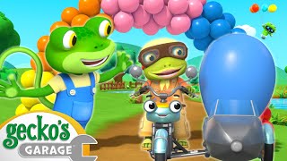 Grandma Gecko's Balloon Race | Gecko's Garage | Cars & Truck Videos for Kids