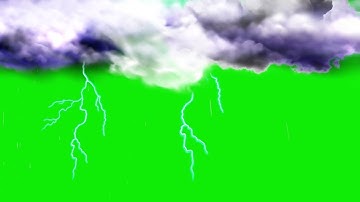 Green screen Thunder ⚡  with Rain || Strike Lightning || HD  Green screen video