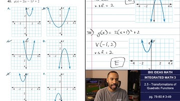Big Ideas Math [IM3]: 2.5 - Transformations of Quadratic Equations (Lecture & Problem Set)