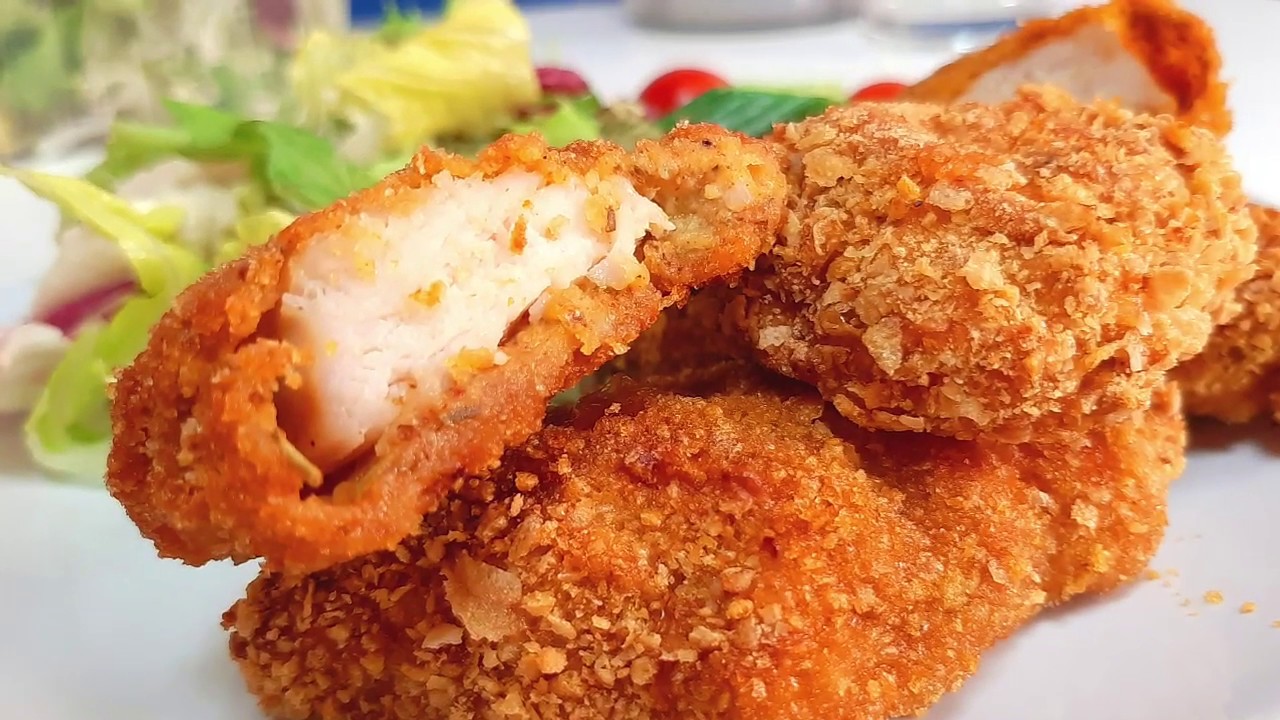المقرمشة بالفرن KFC صدور دجاج /Baked KFC style crispy tender chicken