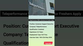 Teleperformance Walk in Interview | Apply Link in Description # #fresherjobs #walkininterview
