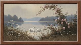 Romantic Swan Lake Painting | Vintage Floral Landscape | Frame TV Art 4K screenshot 5