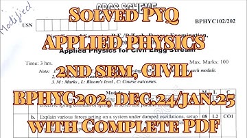 Applied Physics, Solved PYQ, BPHYC202, Dec.24/Jan.25, 22 scheme, Civil branch, with PDF