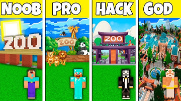 Minecraft Battle: NOOB vs PRO vs HACKER vs GOD ZOO BUILD CHALLENGE in Minecraft