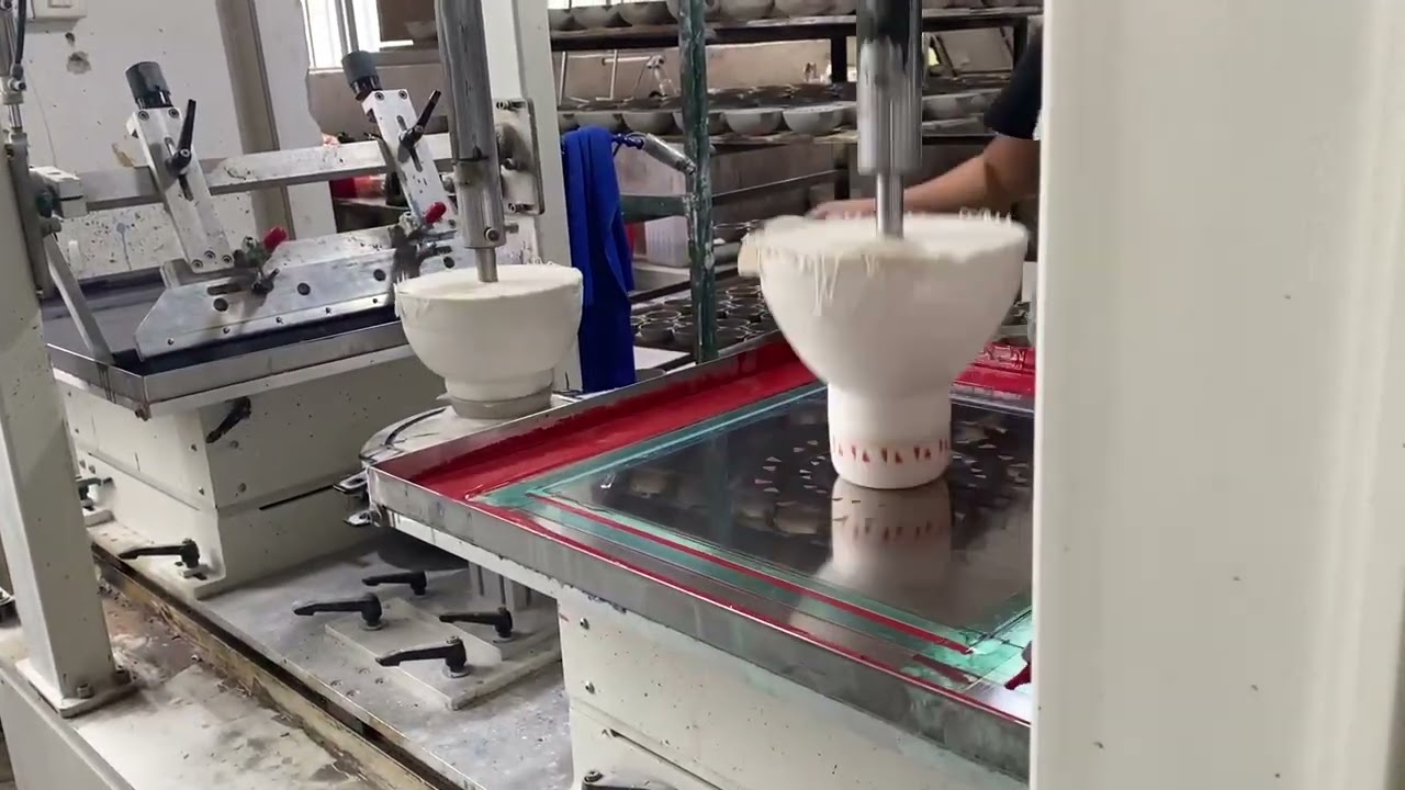Ceramic bowls inside and outsind printing machine