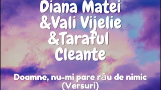 Diana Matei U0026 Vali Vijelie U0026 Taraful Cleante  Doamne Numi Pare Ru De Nimic versuri