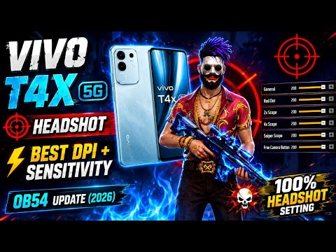 Vivo t4x 5G Free Fire Best Sensitivity For Headshot || OB54 Update New Sensitivity