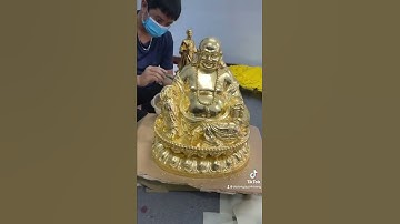 Dát vàng 24k bức tượng Di Lặc bằng đồng cao 48 ngang 43 sâu 32 nặng 29kg