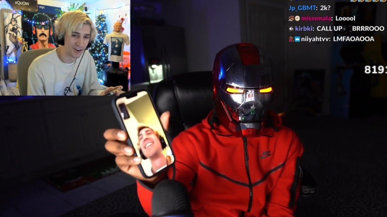 Kai calls xQc on stream with an Iron Man mask YouTube