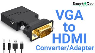 How to Connect from VGA to HDMI Converter/Adapter with Audio | StepbyStep Guide