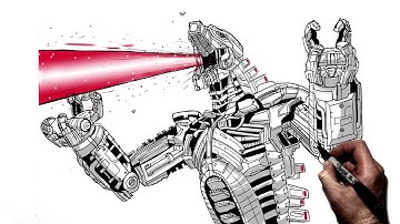 How To Draw Mechagodzilla (Atomic Breath) | Step By Step | Godzilla vs Kong