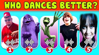 Who dances better? |MCdonald's Grimace Shake Meme, Skibidi Toilet, Wednesday, One Two Buckle My Shoe