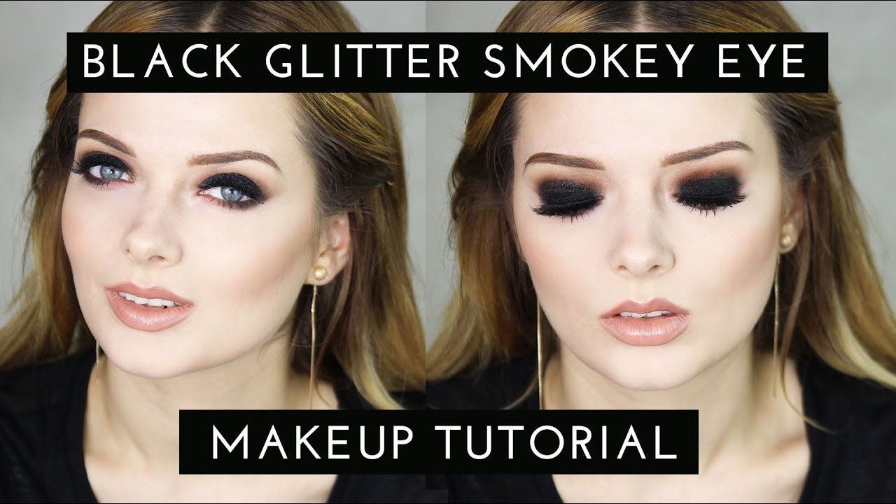 Black Glitter Smokey Eye Makeup Tutorial MyPaleSkin YouTube