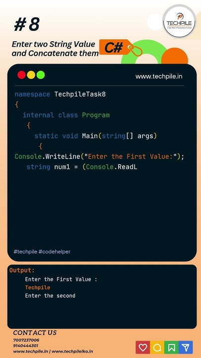 How to Concatenate two String Value in C# #techpile #codehelper #coding ...