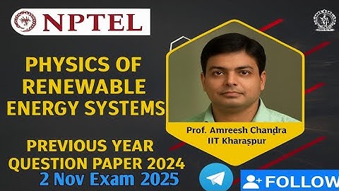 Physics Of Renewable energy System PYQ-2024#nptel #assignmentsolution #nptel 