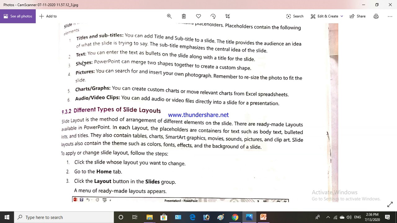 what is slide in presentation class 9