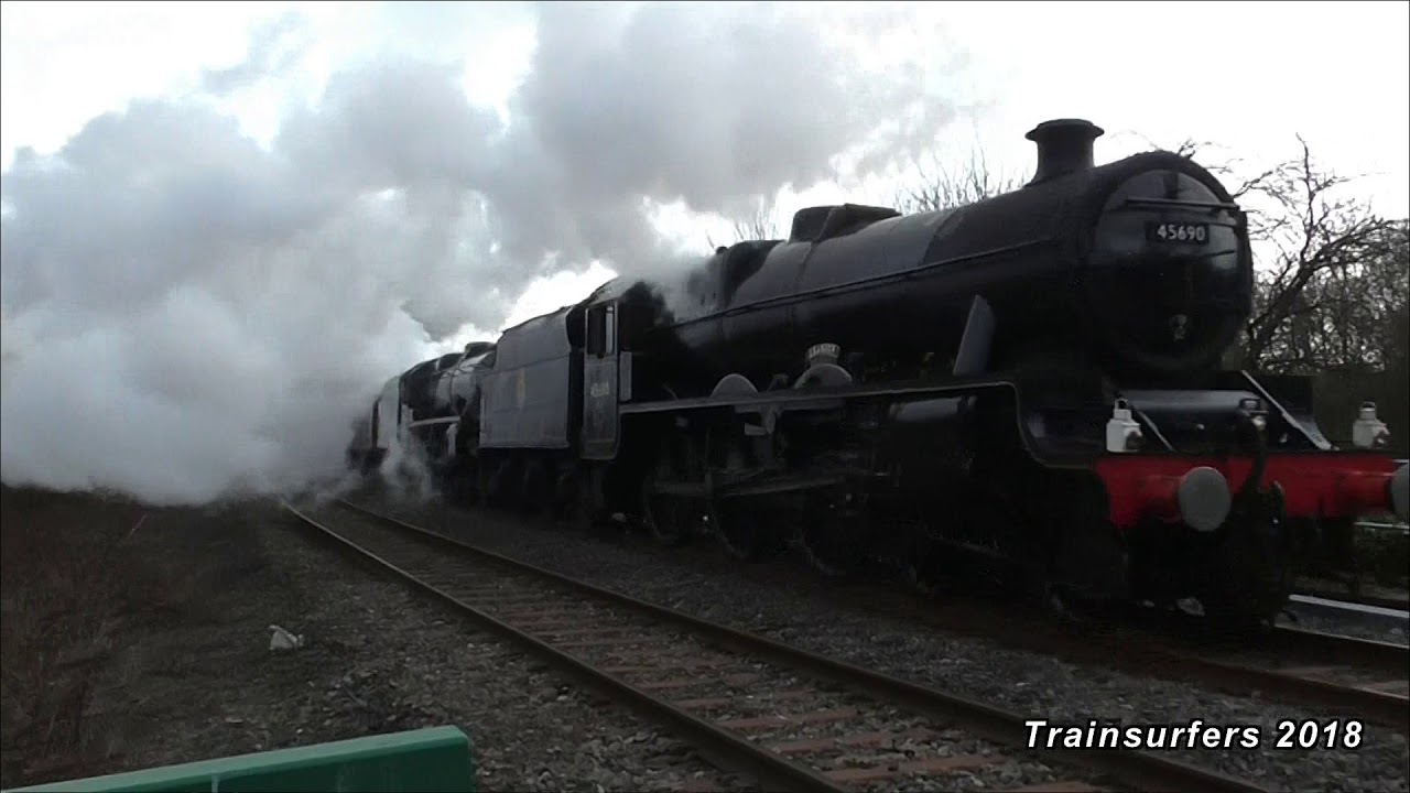 LMS Jubilee Class 4-6-0 No. 45690 'Leander' + 45407 on 1Z56 'High Peak Explorer' on 17.03.18 - HD - YouTube