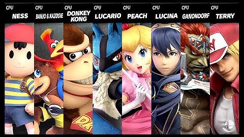 Ness VS Banjo & Kazooie VS Donkey Kong VS Lucario VS Peach VS Lucina VS Ganondorf VS Terry Ultimate