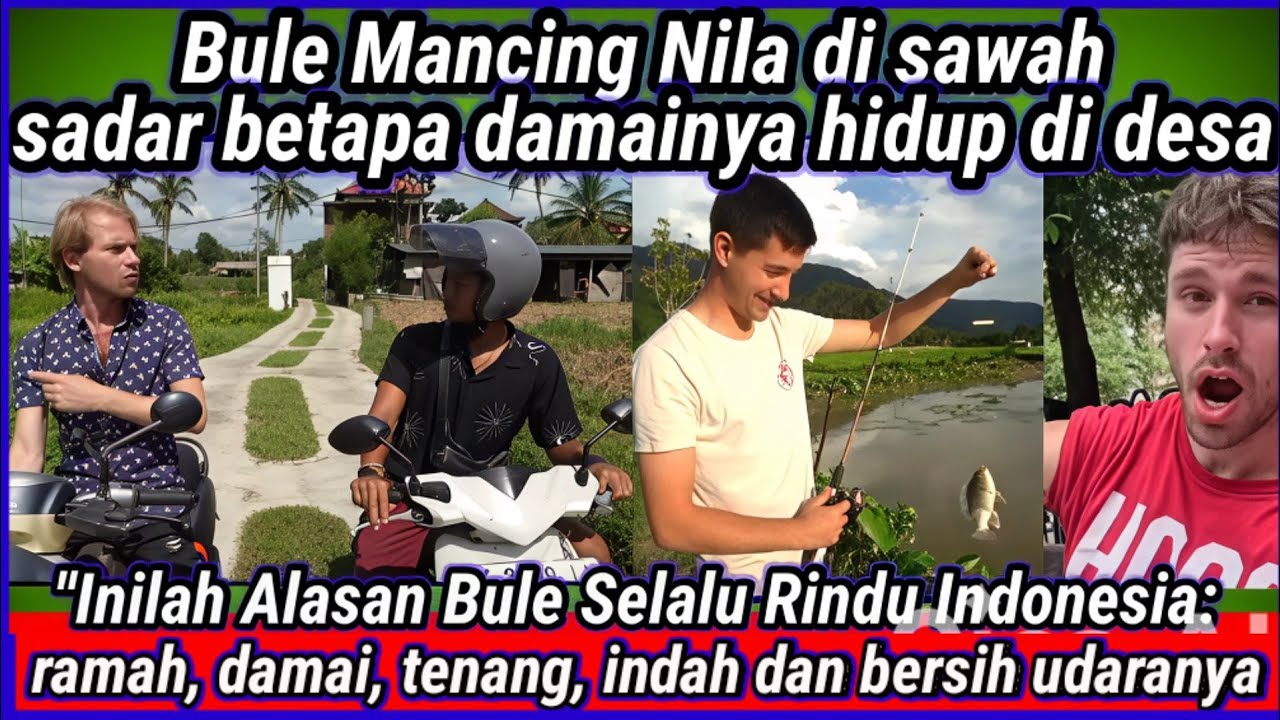 Bule mancing nila di sawah, sadar betapa damainya hidup di desa