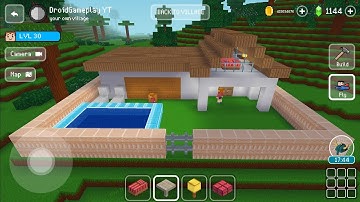 Modern House with Pool - Block Craft 3d: Building Game