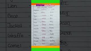 Wild Animals Name in Hindi and English | Wild Animals Name | Jangali Janwar ke Naam | Wild Animals