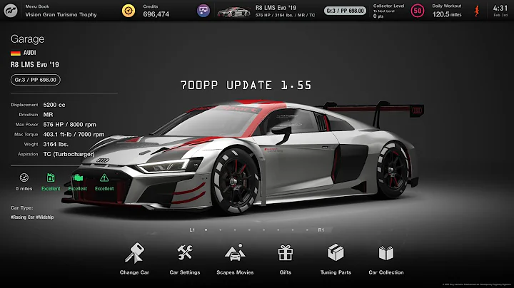 [Gran Turismo 7] Audi R8 LMS Evo'19  700pp tune update 1.55