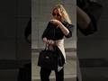 Elegant Total Black Street Style With A Structured Tote And Beige Scarf Detail #fashiontrends #ootd