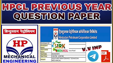 HPCL PREVIOUS YEAR QUESTION PAPER MECHANICAL||HPCL IMP QUESTION ANSWER||HPCL MECHANICAL ASSISTANT
