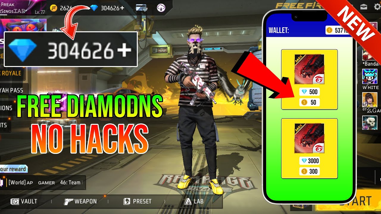 Free Diamonds 💎 Trick 2022, How To Get Free Diamonds In Free Fire Max