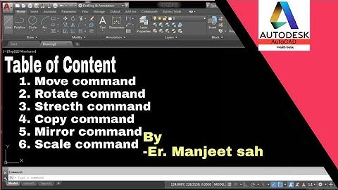 Move Rotate Copy Scale Stretch mirror commands in AutoCAD for beginner