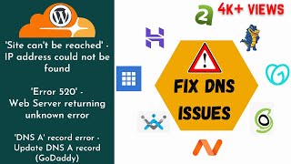 How to fix DNS errors in WordPress Hosting | A-Z Blogging Series | CloudFlare | GoDaddy | Guide 2020