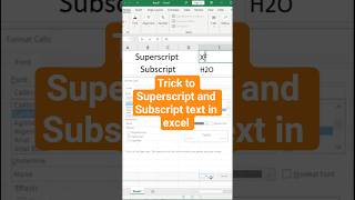 Shortcut to add superscript and subscript in excel #excel #shorts #script