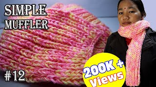 How To Knit Simple Mufflerscarf For Beginners Step By Step Mufflerscarf Bunnebunai Tarika
