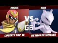 Glitch 6 SSBU - NSM | NickC (Captain Falcon) VS SDX (Mewtwo) Smash Ultimate Loser's Top 16